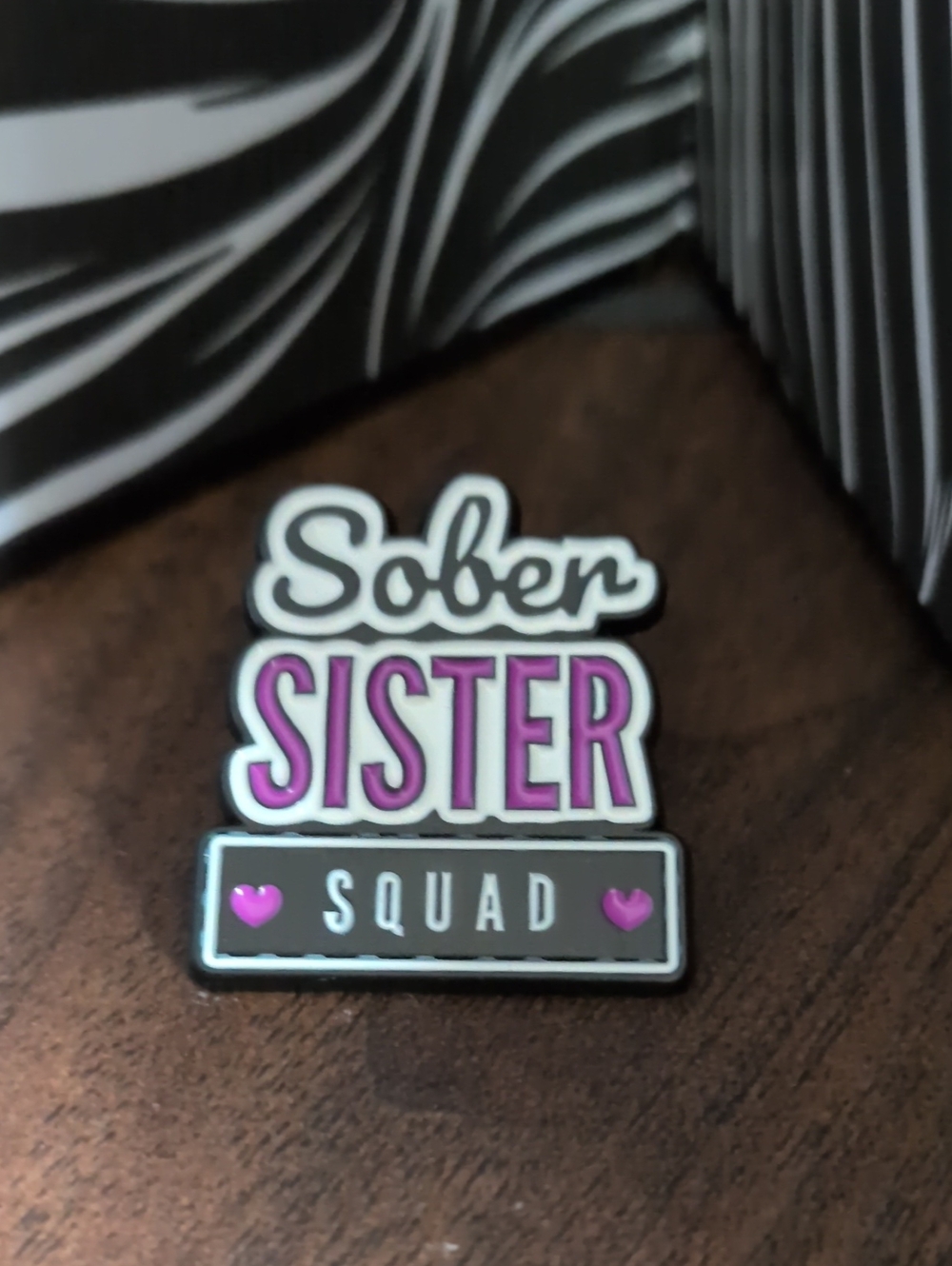Sober Sister Squad Enamel Pin - Purple and Black